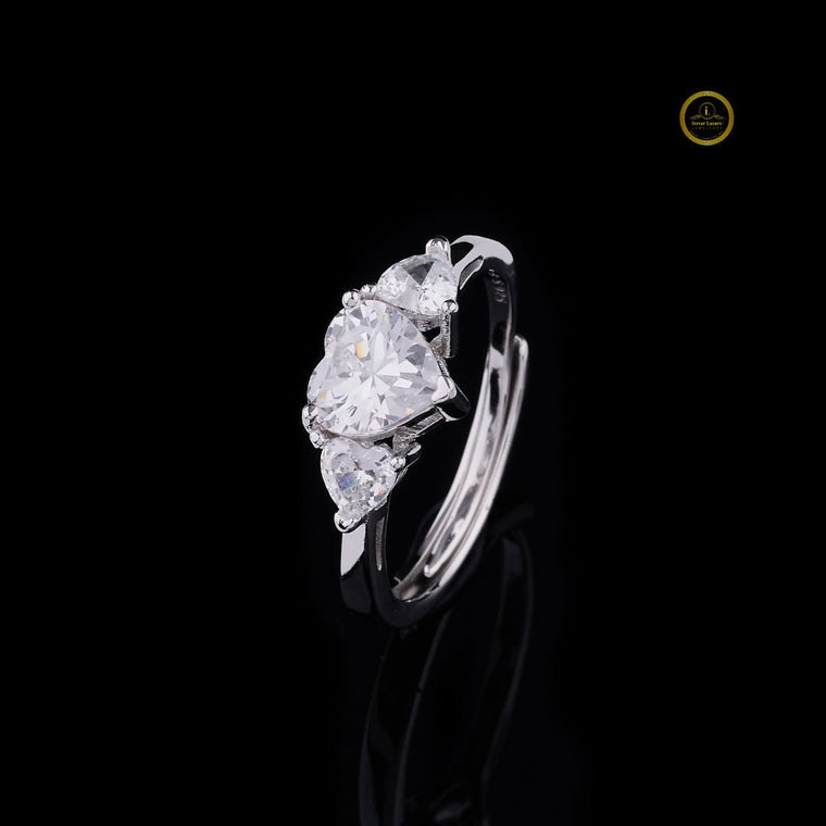 Three Stone Heart Cut Wedding Ring - view 2