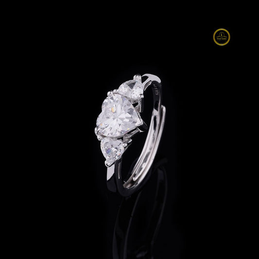 Three Stone Heart Cut Wedding Ring - view 2