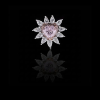 2.00 CT Heart-Cut Pink Gem Ring Surrounded by Lab Grown Pear Diamond Petals