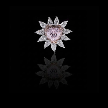 2.00 CT Heart-Cut Pink Gem Ring Surrounded by Lab Grown Pear Diamond Petals
