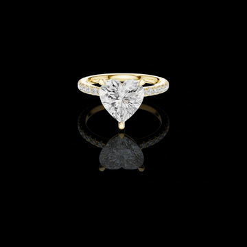 3.50 CT Exquisite Heart Shaped Solitaire Lab Grown Diamond Ring with Pave Diamond Band