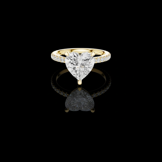 3.50 CT Exquisite Heart Shaped Solitaire Lab Grown Diamond Ring with Pave Diamond Band