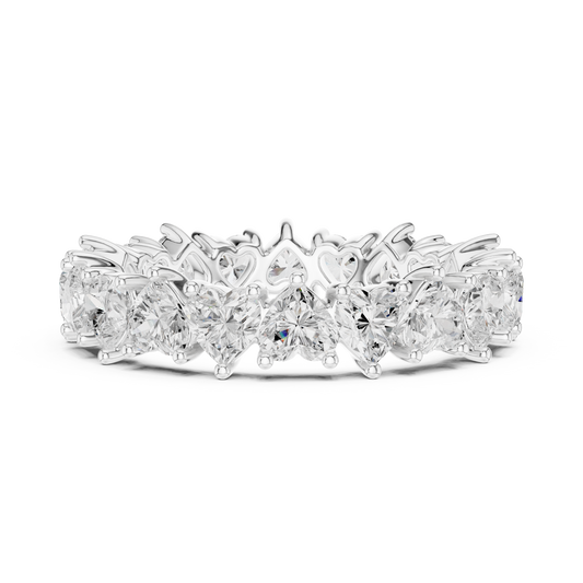 Pave Setting Heart Cut Lab Diamond Eternity Wedding Band - view 3