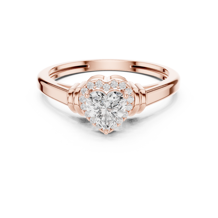 Romance Setting Heart Cut Lab Diamond Halo Ring - view 2