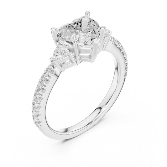 Heart Shaped Moissanite Pave Engagement Ring - view 4