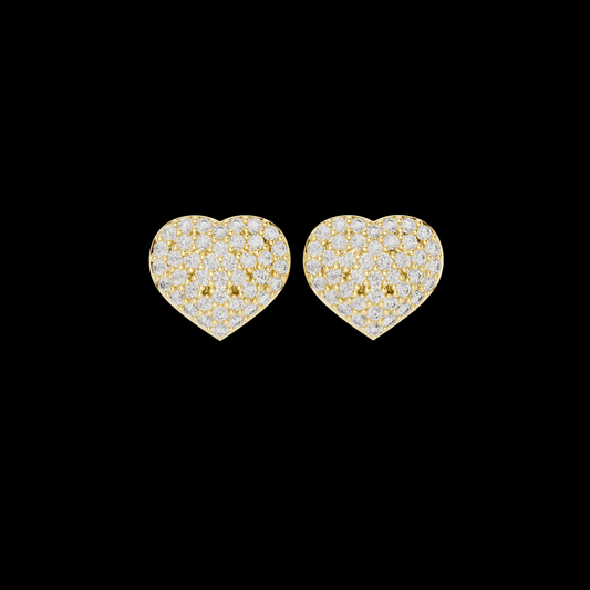 0.33 TCW Romantic Heart Shape With Round Moissanite Diamond Stud Earrings with Pavé Brilliance