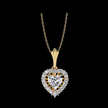 0.92 TCW Heart Shaped Halo Lab Grown Diamond Necklace Stands Symbol of Love