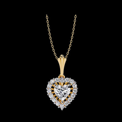 Heart Shape Lab Grown Diamond Halo Pendant Necklace