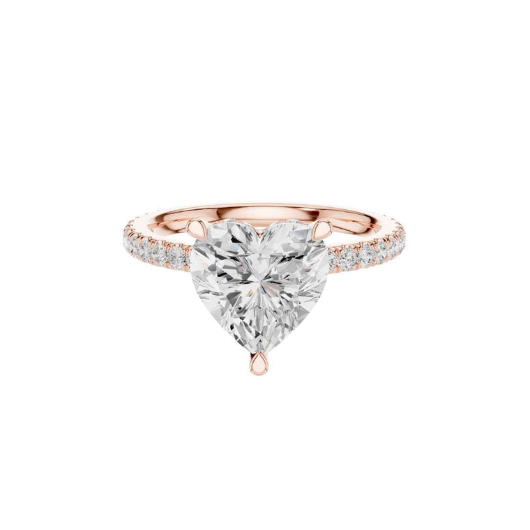 Heart Cut Moissanite Double Hidden Halo Pave Engagement Ring - view 2