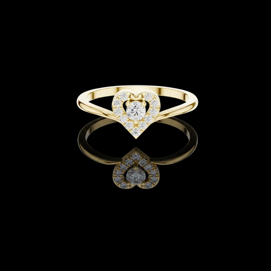 0.16 TCW Luxury Heart Shaped Moissanite Diamond Halo Ring with Brilliant Round Center Stone