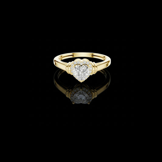 7.92 TCW Classic Romance Setting Heart Cut Moissanite Diamond Halo Ring with Sculpted Shoulders For Her