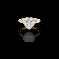 2.50 CT Romantic Heart Shaped Moissanite Diamond Halo Ring with Pave Diamond Band