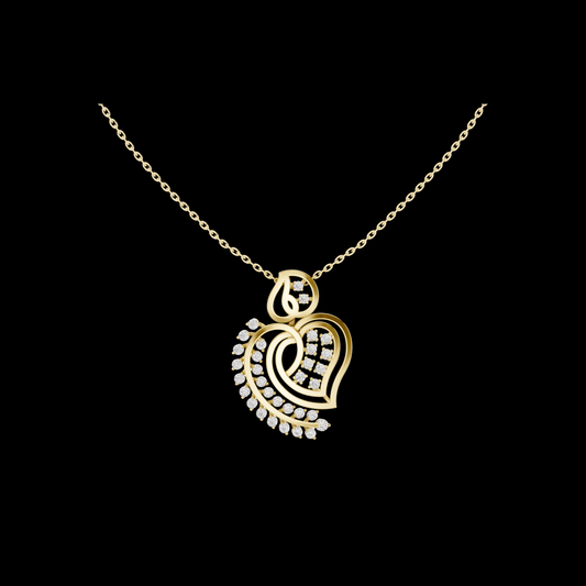 0.80 TCW Elegant Layered Heart Leaf Round Lab Grown Diamond Luxury Pave Stones Pendant Romantic Fine Jewelry