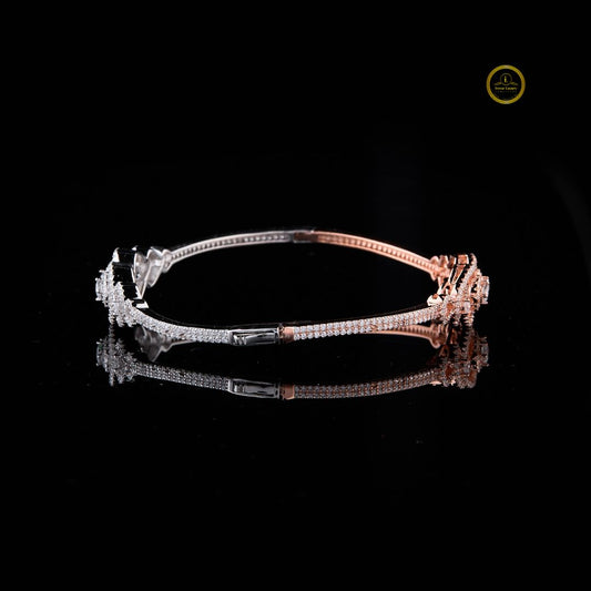 2.11 CT Round Cut Delicate Dual Tone Lab Diamond Heart Embrace Bracelet For Her