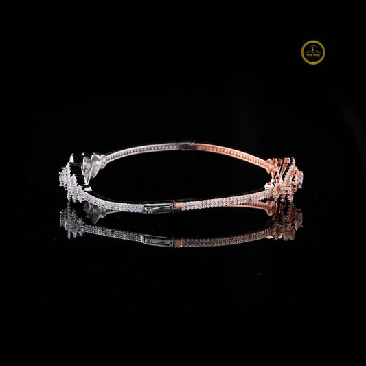 3.44 CT Round Cut Delicate Dual Tone lab Diamond Heart Embrace Bracelet For Her By Ivevar