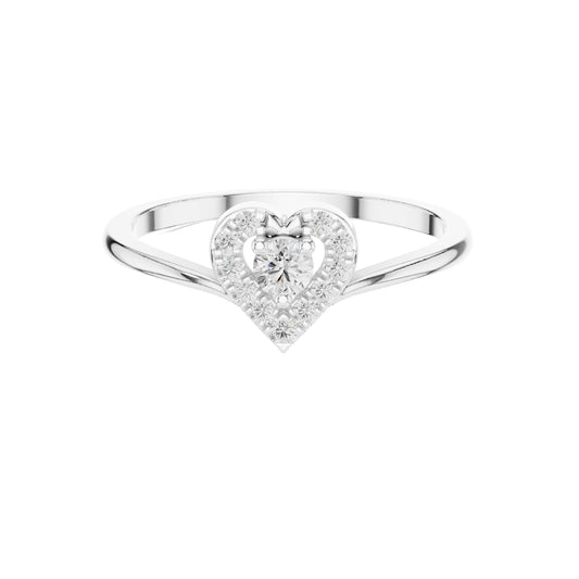 Heart Shaped Round Cut Lab Diamond Halo Engagement Ring - view 3