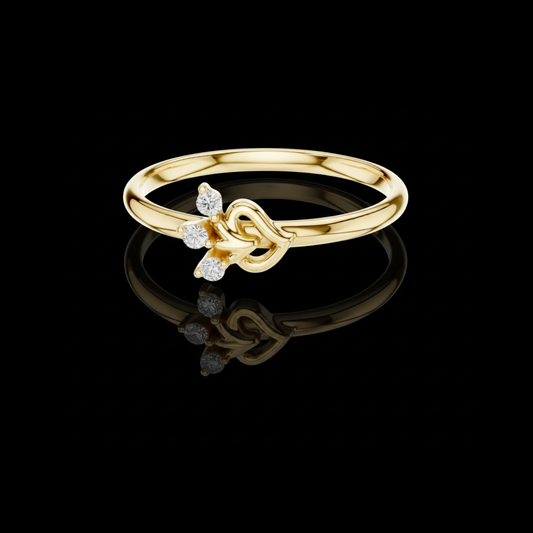 0.09 TCW Brilliant Round Lab Grown Diamond Cluster Ring Featuring a Gracefully Intertwined Heart Bloom Design