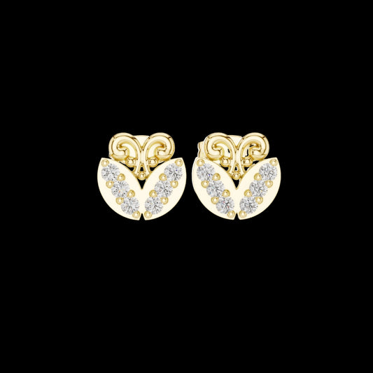 0.30 TCW Romantic Heart Moissanite Round Cut Diamond Earrings with Pave Diamond Inlay