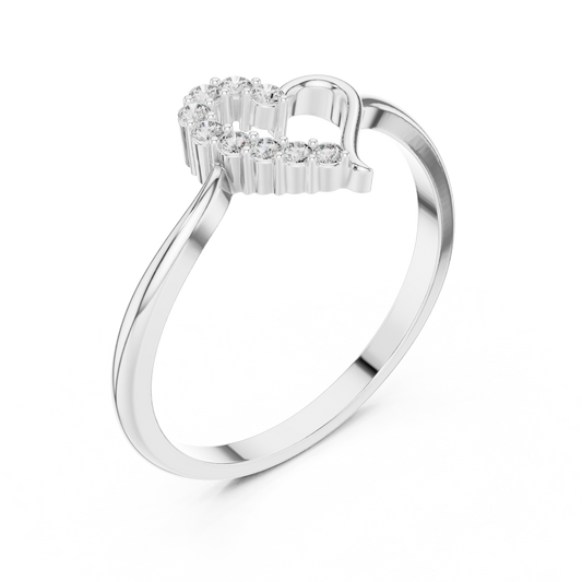 Round Cut Moissanite Heart Ring With Pave Design - view 4