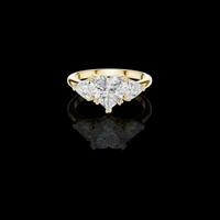 2.00 CT Sparkling Heart Shaped Three Stone Moissanite Diamond Ring with Pear Cut Side Diamonds