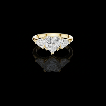 2.00 CT Sparkling Heart Shaped Three Stone Lab Grown Diamond Ring with Pear Cut Side Diamonds