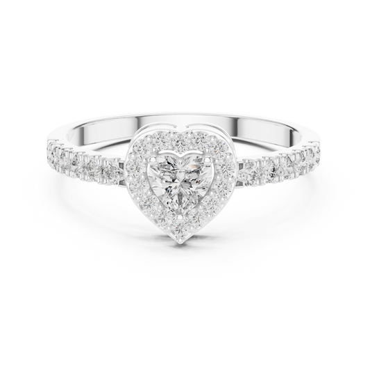 Halo Heart Cut Lab Diamond Wedding Ring For Women - view 3