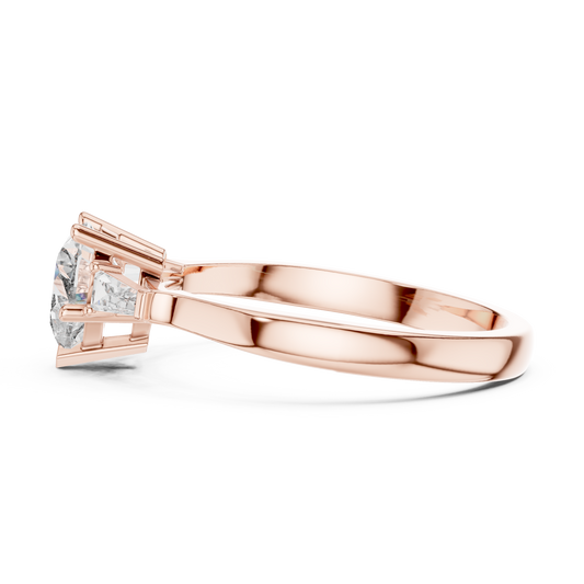 Three Stone Lab Diamond Heart Ring With Tapered Side Stone - view 4