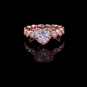 3.00 TCW Romantic Heart Shaped Lab Grown Diamond Eternity Ring with Bezel Set Accents For Proposal