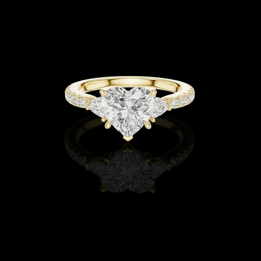 1.50 CT Heart Shaped Lab Grown Diamond Engagement Ring with Sparkling Side Stones Luxury Proposal Jewelry for Her