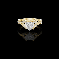 2.00 CT Beautiful Heart Shaped Lab Grown Diamond Ring with Vine Inspired Pave Diamond Design