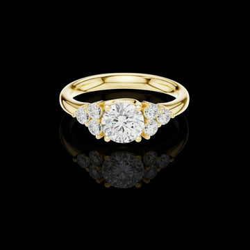 1.50 CT Eye-Catching Elegant Sparkle Cluster Stunning Round Cut Moissanite Diamond Gold Ring