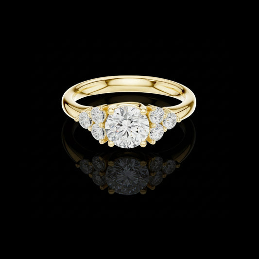 1.50 CT Eye-Catching Elegant Sparkle Cluster Stunning Round Cut Lab Diamond Gold Ring