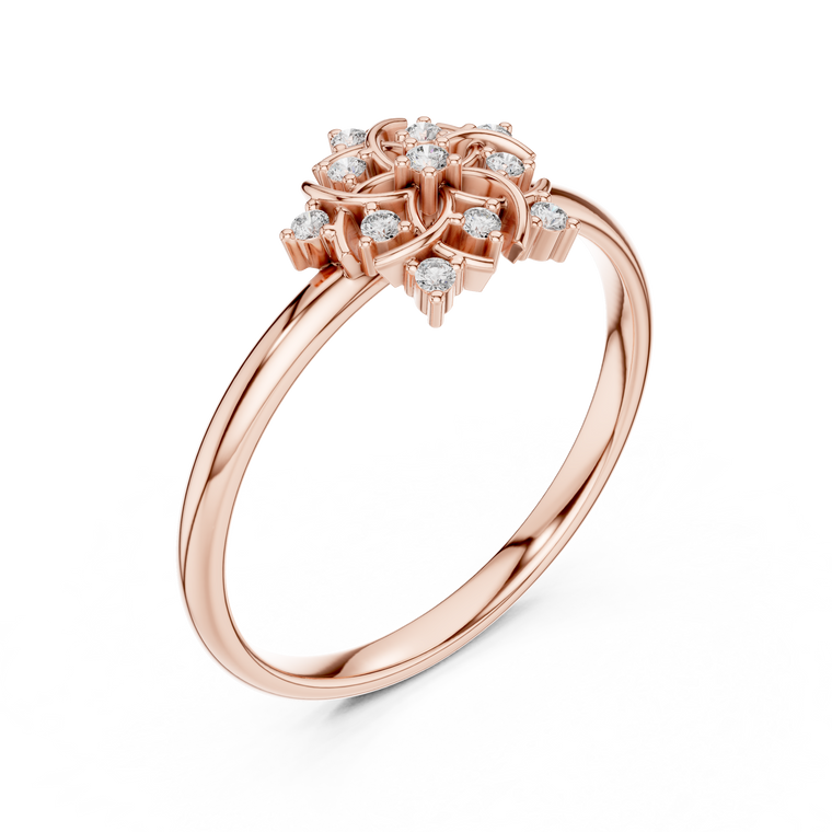 Round Lab Diamond Floral Cluster Promise Ring - view 3