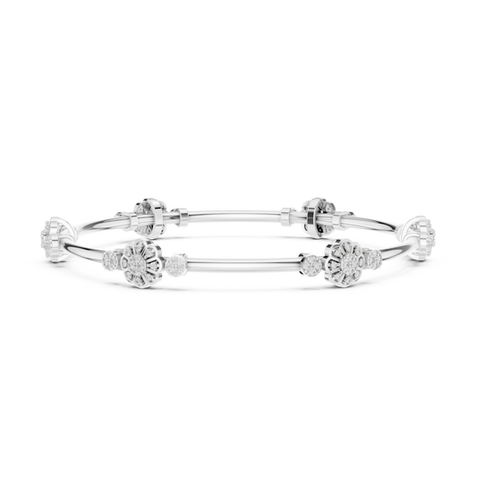 0.82 TCW Moissanite Floral Bangle Bracelet with Bloom Motifs - view 3