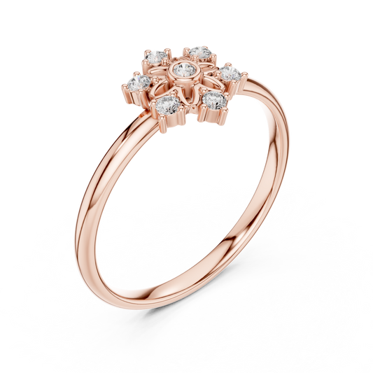 Round Moissanite Sunburst Floral Cluster Ring - view 3