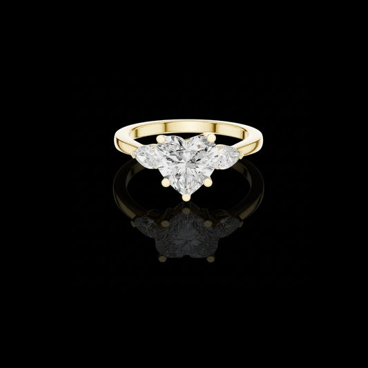 2.00 CT Romantic Heart Shaped Moissanite Diamond Ring With Pear Side Stones For Wedding Wear