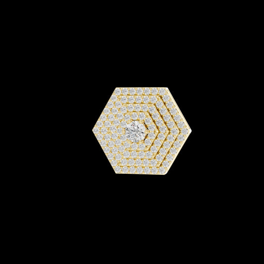 0.60 TCW Luxury Hexagon Lab Grown Round Diamond Pendant with Layered Pave Design For Gift