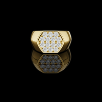 0.91 TCW Imperial Radiance Moissanite Diamond Cluster Ring with Hexagonal Statement Design