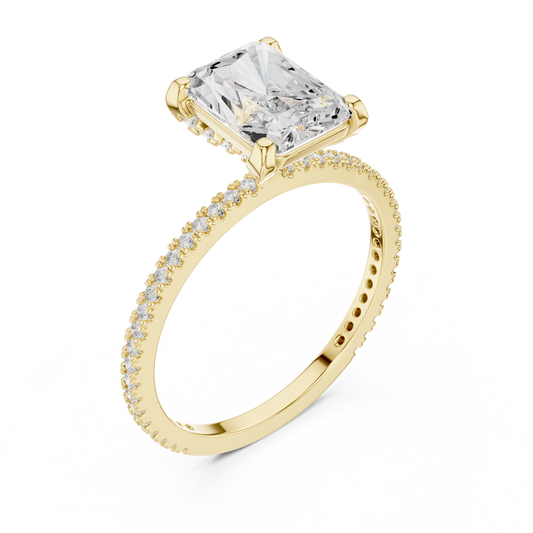 Radiant Cut Hidden Halo Pave Lab Diamond Engagement Ring - view 4