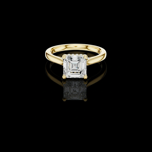 1.78 CT Bliss Emerald Square Moissanite Diamond Solitaire Engagement Ring in Classic Gold