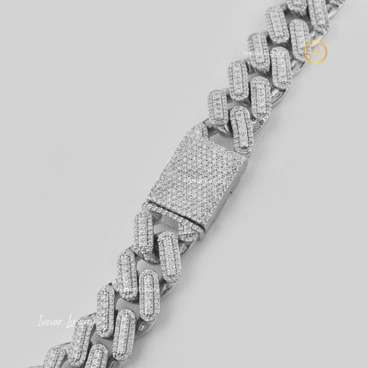 Custom Cuban Chain with Moissanite Diamond Icing by Ivevar