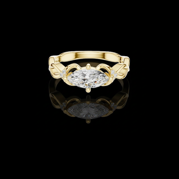 1.00 CT Perfect Marquise Cut Moissanite Diamond Ring with Twisted Band Design and Sparkling Side Accents