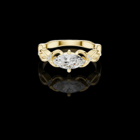 1.00 CT Perfect Marquise Cut Lab Grown Diamond Ring with Twisted Band Design and Sparkling Side Accents