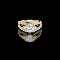3.00 CT Radiant Round Brilliant Lab Grown Diamond Ring with Intricate Split Shank Pavé Detailing