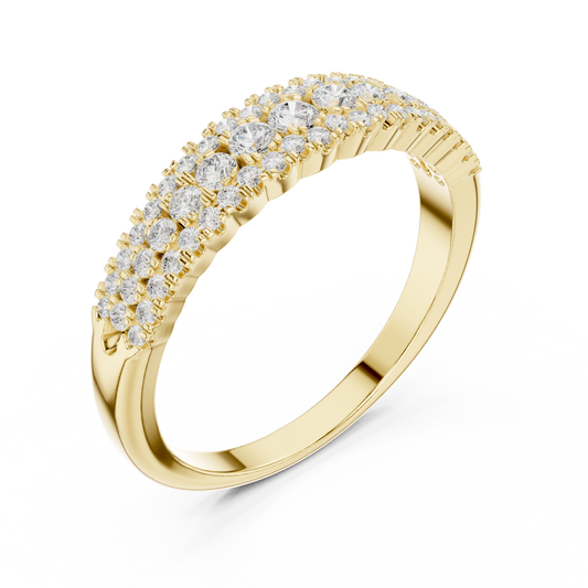 Round Cut Lab Diamond Brilliant Triple Row Pave Wedding Band Ring - view 4