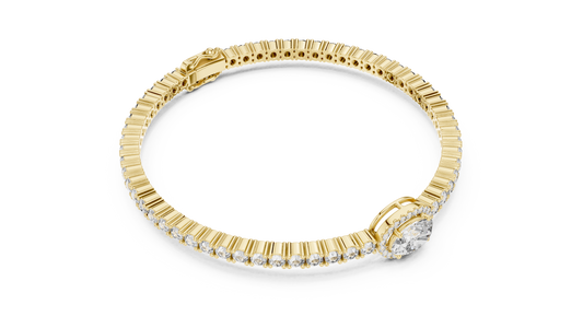 5.54 TCW Moissanite Tennis Bracelet with Oval Halo Center - view 4