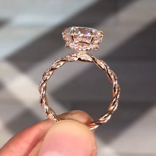Swirling Solitaire Round Cut Moissanite Engagement Ring - view 3