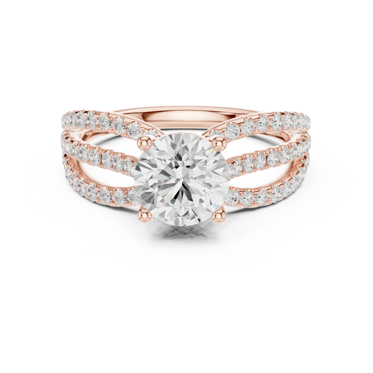 1.31 CT Split Shank Dazzling Round Brilliant Moissanite Diamond Eternity Ring in Lustrous Gold For Love