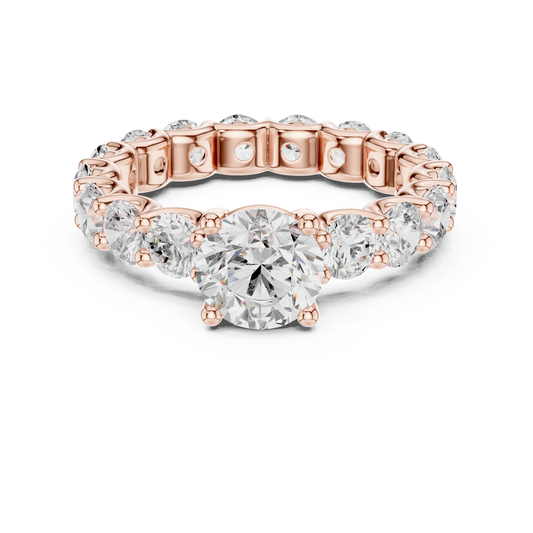 1.25 CT Sparkling Round Brilliant Cut Moissanite Diamond Eternity Ring with Grand Center Solitaire in Gold