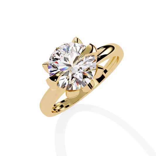 Six Prong Round Cut Moissanite Solitaire Engagement Ring - view 2